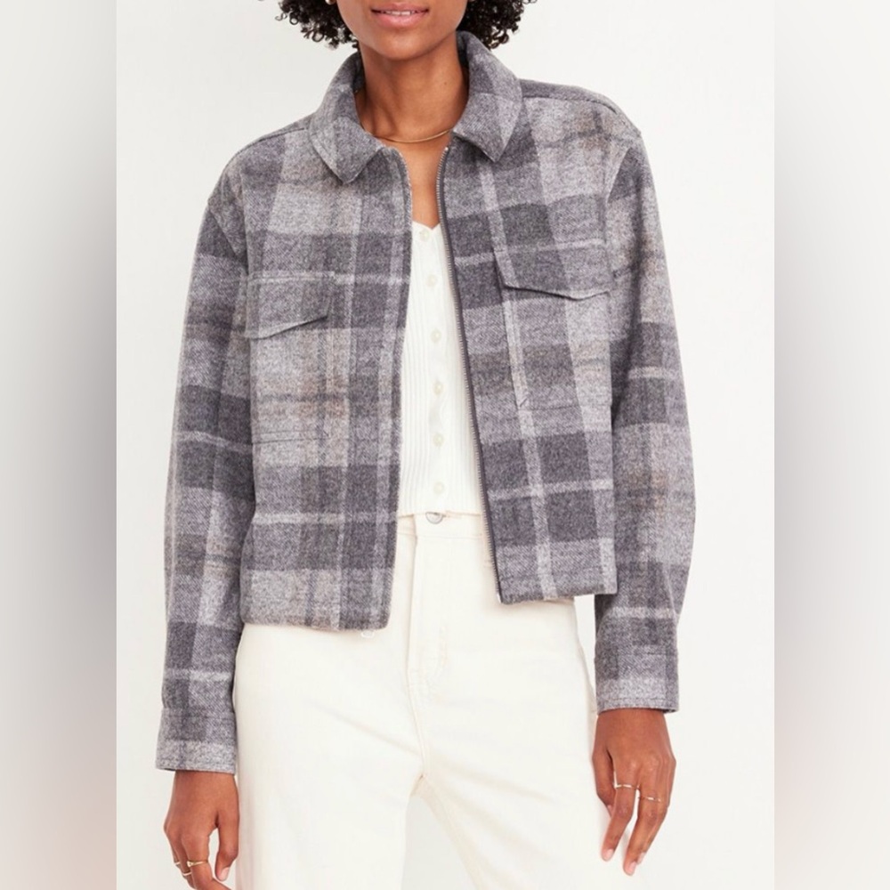Old navy Plaid Gray Women's Jacket, NWOT